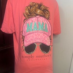 Simply Southern Coral Tee with MAMA Cap Design